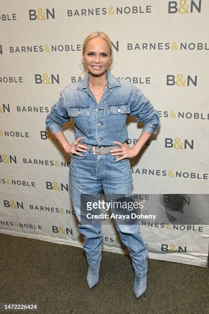 Kristin Chenoweth poses with her new book "I'm No Philosopher, But I Got Thoughts" at Barnes & Noble at The Grove on March 08, 2023 in Los Angeles,...