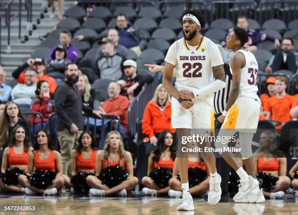 Warren Washington of the Arizona State Sun Devils reacts after the Oregon State Beavers were forced to call a timeout while trying to inbound the...