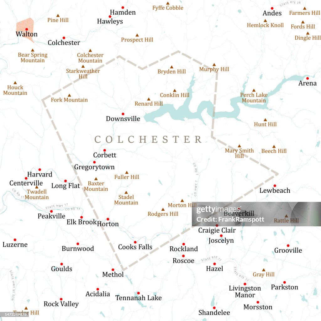 NY Delaware Colchester Vektor Straßenkarte
