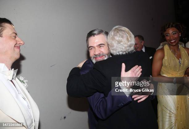 Christian Borle, Kevin Del Aguila, Glenn Close and Adrianna Hicks backstage at the hit musical "Some Like it Hot" on Broadway at The Shubert Theater...