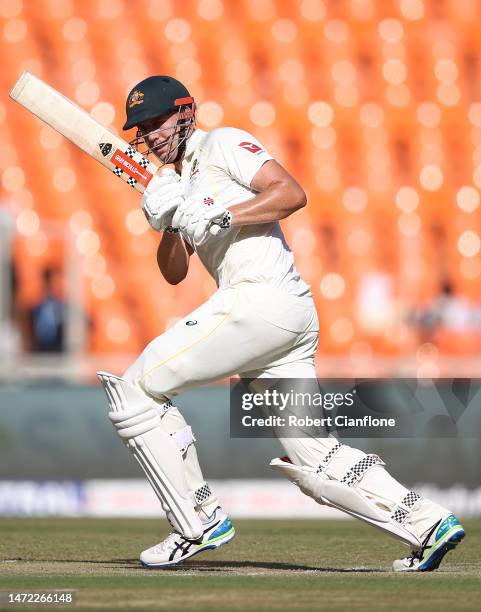 Cameron Green of Australia bats during day one of the Fourth Test match in the series between India and Australia at Narendra Modi Stadium on March...