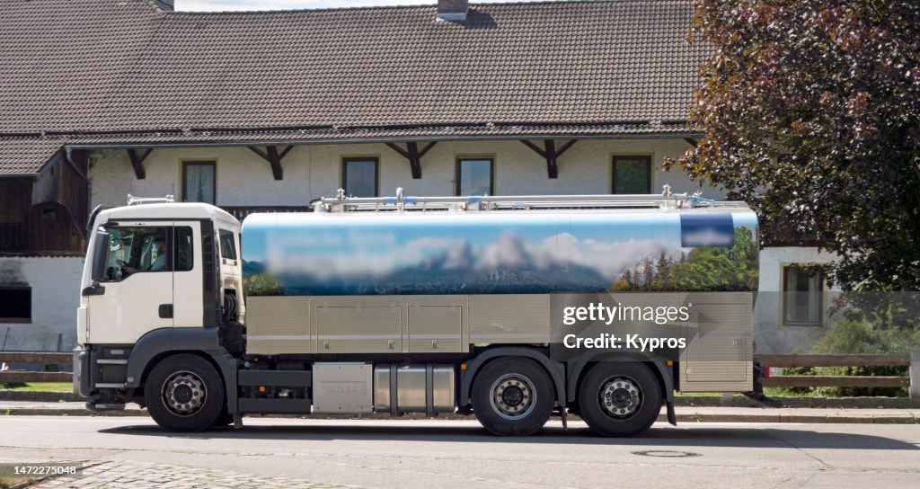 Cargo Lorry Delivering Goods Milk Truck