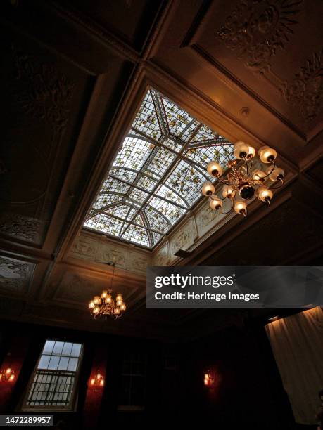 The Salisbury Hotel, Green Lanes, Harringay, Greater London Authority, 2011. The large roof light and decorative plasterwork in the former billiard...