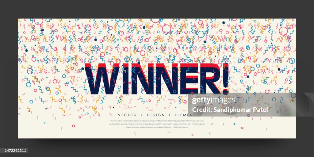 Winner Letters Winner Letters With Falling Confetti Bright Congratulations Background ...