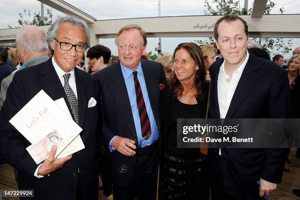 Sir David Tang, Andrew Parker Bowles, Lucy Tang and Tom Parker Bowles attend as Tom Parker Bowles launches his new cookbook 'Let's Eat: Recipes From...