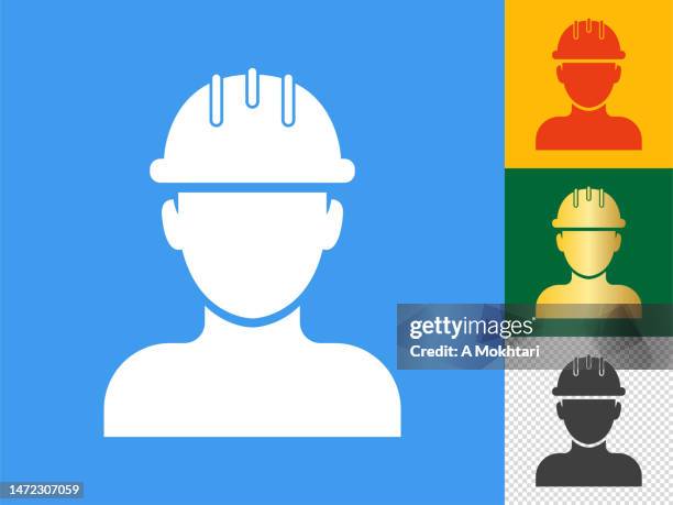 worker, construction helmet icon set. - hardhat stock illustrations