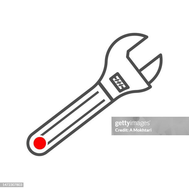 verstellbares schraubenschlüsselsymbol auf weißem hintergrund. - adjustable wrench stock-grafiken, -clipart, -cartoons und -symbole