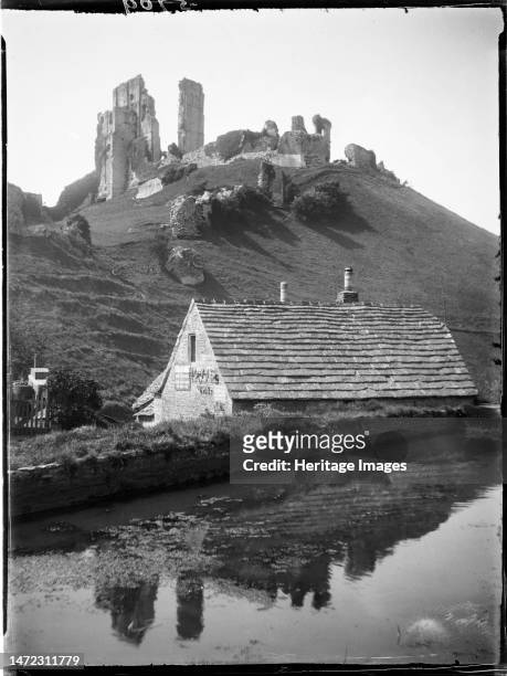 Boar Mill, East Street, Corfe Castle, Purbeck, Dorset, 1927. A view looking north-west across a mill pond towards the bakery, now known as Boar Mill,...