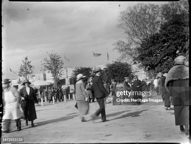 Wembley Park, Brent, Greater London Authority, 1924. People walking in the grounds of the British Empire Exhibition in Wembley Park with the Palace...