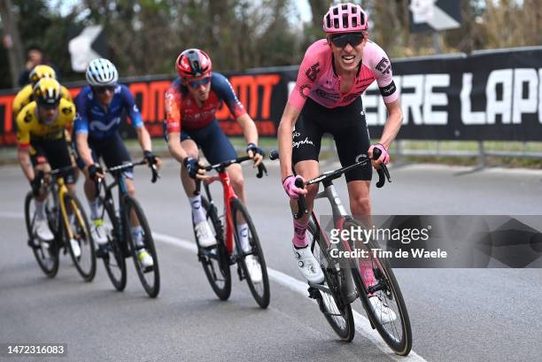 Hugh Carthy of The United Kingdom and Team EF Education – EasyPost attacks during the 58th Tirreno-Adriatico 2023, Stage 4 a 218km stage from Greccio...