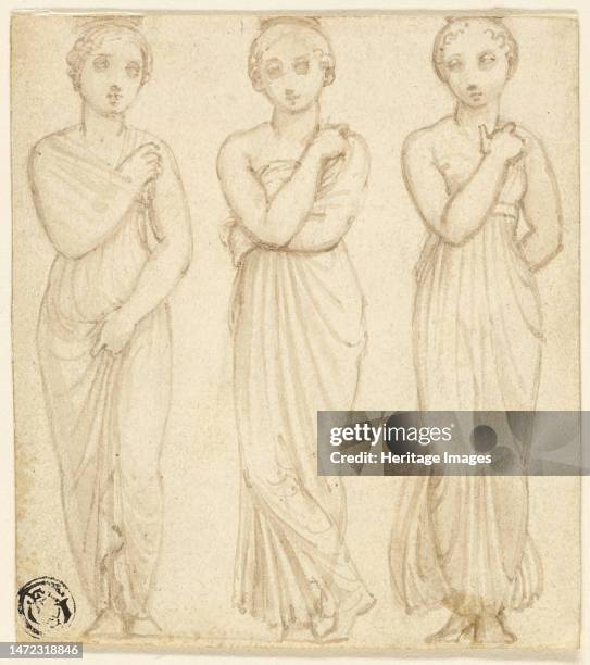 Three Draped Female Figures, n.d. Attributed to Thomas Stothard. Creator: Thomas Stothard.