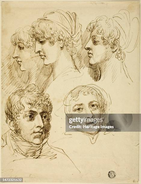 Five Sketches of Heads, n.d. Creator: Samuel Drummond.