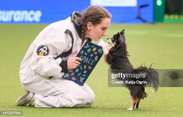 Heelwork To Music competition on day 1 of CRUFTS Dog Show at NEC Arena on March 9, 2023 in Birmingham, England. Billed as the greatest dog show in...