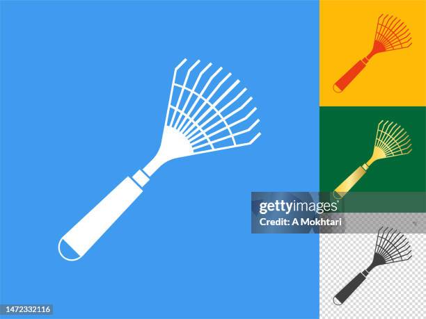 garden rakes icon set. - rake leaves stock illustrations
