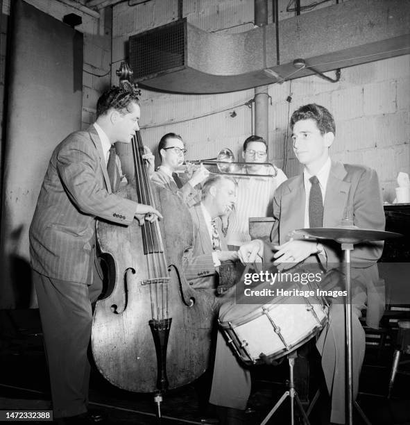 Portrait of Stan Kenton, Kai Winding, Eddie Safranski, Pete Rugolo, and Shelly Manne, New York, N.Y., ca. Jan. 1947. Creator: William Paul Gottlieb.