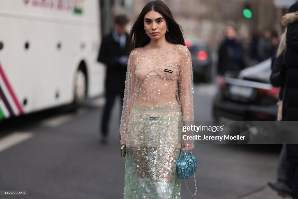 Street Style - Paris Fashion Week - Womenswear Fall Winter 2023 2024 : Day Nine