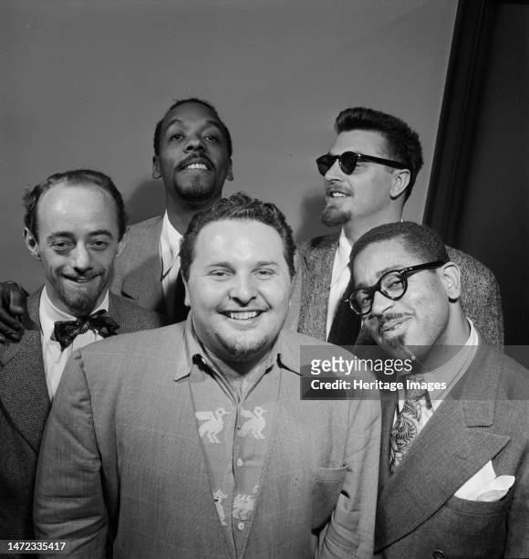 Portrait of Dave Lambert, John Simmons, Chubby Jackson, George Handy, and Dizzy Gillespie, William P. Gottlieb's office, New York, N.Y., ca. July...