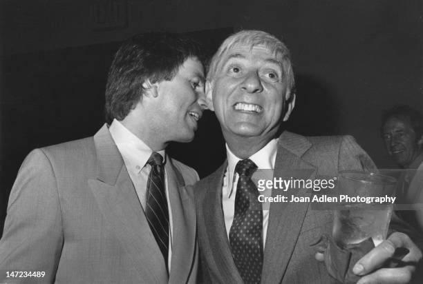 John Ritter and Aaron Spelling share a moment at a celebration of an unprecedented cruise of The Love Boat sailing to Hong Kong, Japan and China. On...