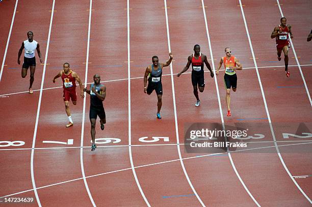 Olympic Trials: Aldrich Bailey, Bryshon Nellum, LaShawn Merritt, Manteo Mitchell, Torrin Lawrence, Jeremy Wariner, and Kind Butler III in action...