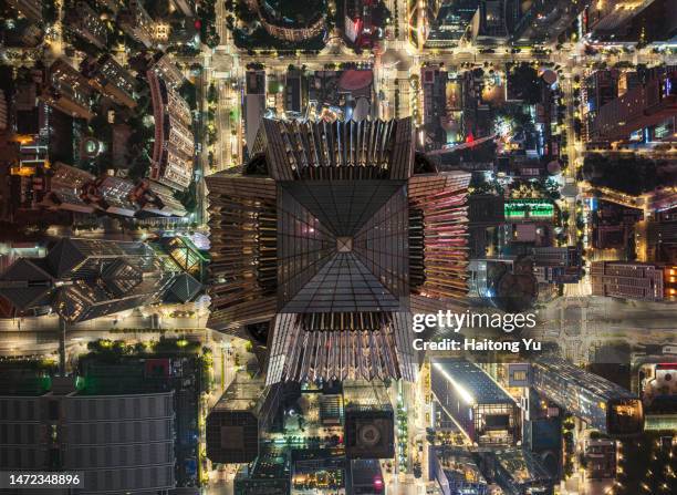 aerial image of shenzhen on top of ping an finance center - shenzhen street stock pictures, royalty-free photos & images