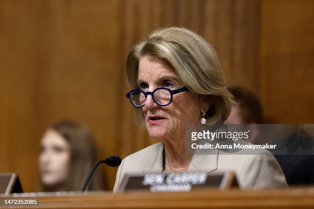 Ranking member Shelley Moore Capito speaks during a hearing with the Senate Environment and Public Works Committee on Capitol Hill on March 09, 2023...