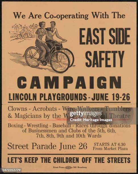 East Side Safety Campaign, [193-]. 'We are Co-operating With The East Side Safety Campaign - Lincoln Playgrounds [New York?]...Clowns - Acrobats -...