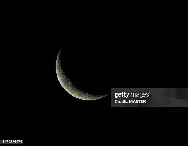 moon crescent for ramadan start - fasting activity foto e immagini stock