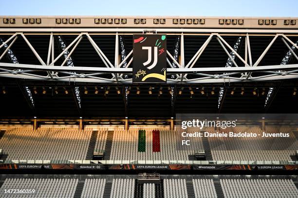 General view inside the stadium prior to the UEFA Europa League round of 16 leg one match between Juventus and Sport-Club Freiburg at Allianz Stadium...