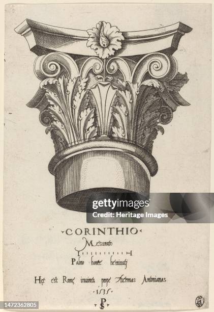 Capitals from the Baths of Antoninus, Rome, 1535. Creator: Master PS.