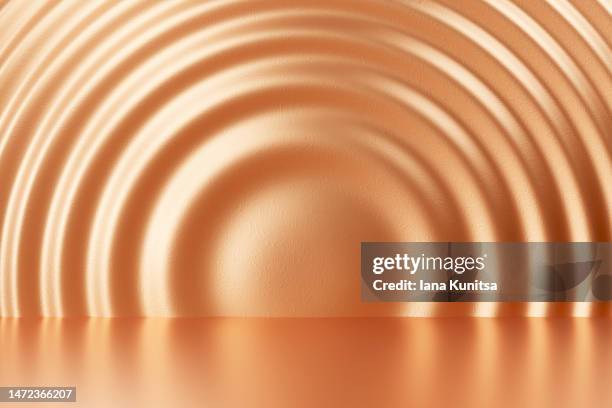 background of glossy gold, beige spirals. futuristic 3d pattern. place for showing product. - product podium stock pictures, royalty-free photos & images