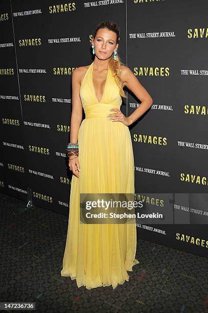 Actress Blake Lively attends the "Savages" New York premiere at SVA Theater on June 27, 2012 in New York City.