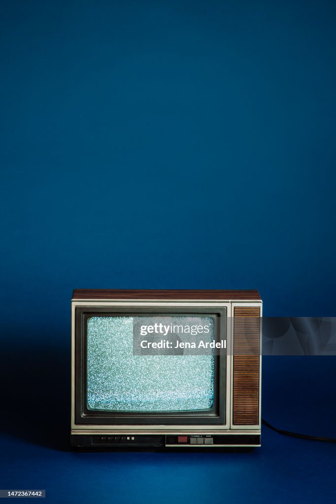 Vintage TV 1980s TV Static on Television Set, Vintage Television 1980s Media Concept