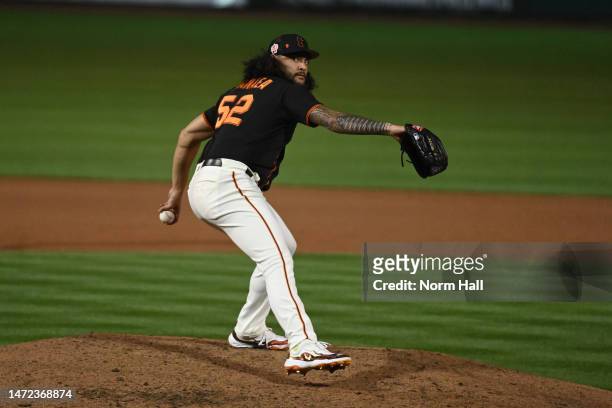 Sean Manaea of the San Francisco Giants delivers a pitch against the United States during a Spring Training exhibition game at Scottsdale Stadium on...
