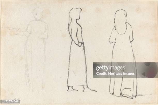 Three Sketches of a Standing Woman, c. 1790. Creator: John Flaxman.