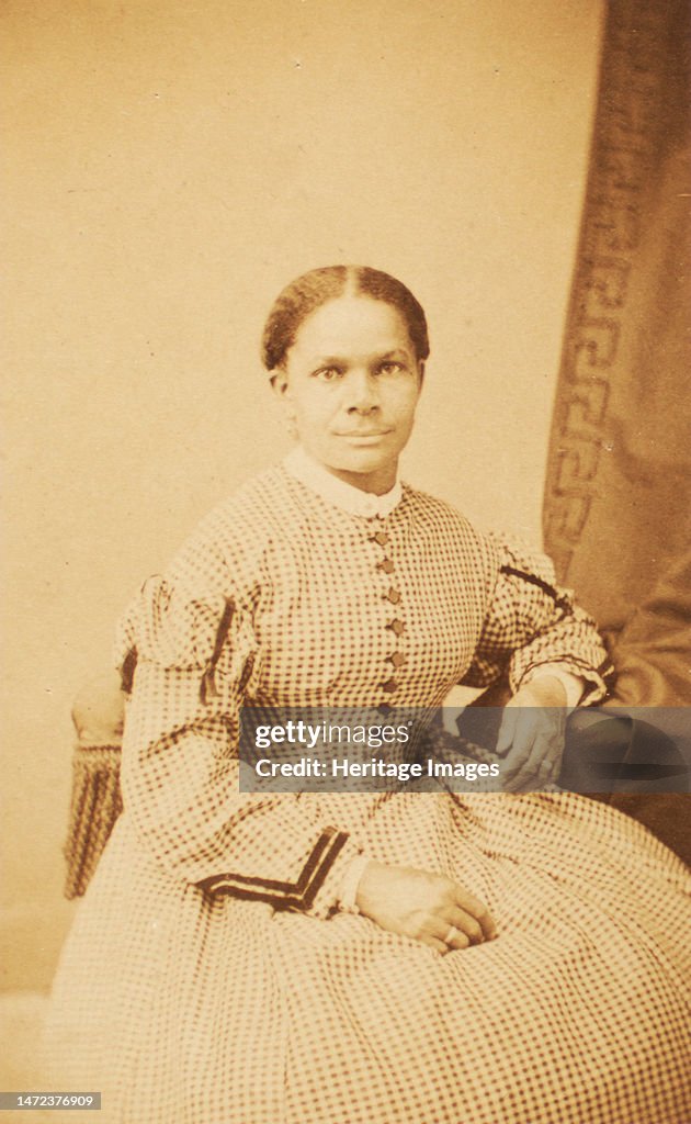 Studio Portrait Of Unidentified Seated Woman Wearing Check Dress