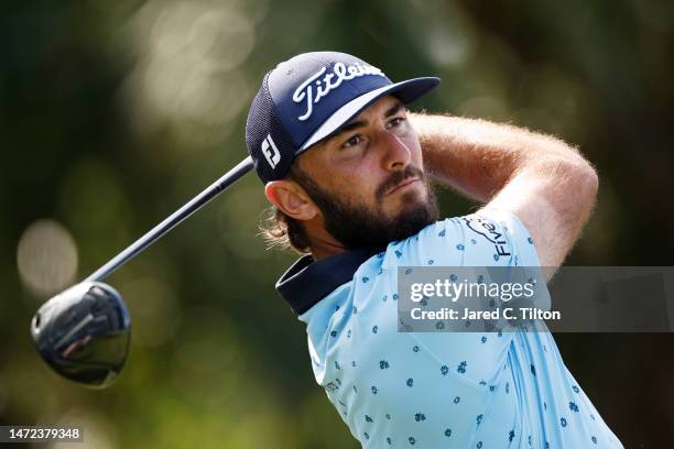 Max Homa of the United States plays his shot from the seventh tee during the first round of THE PLAYERS Championship on THE PLAYERS Stadium Course at...