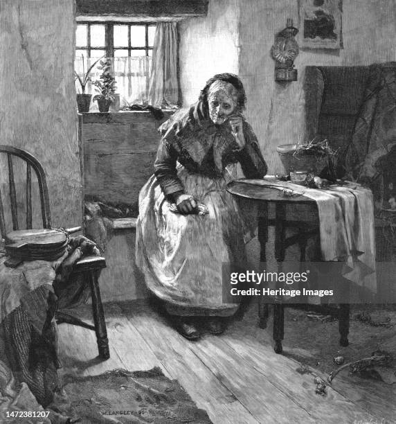 ''"Alone" after Walter Langley, R.I. "Borne on the swift though silent wings of time Old age comes on apace"', 1890. From "The Graphic. An...