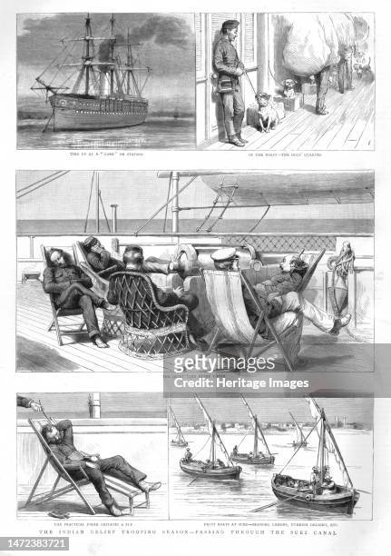 ''The Indian Relief Trooping Season - Passing through the Suez Canal', 1891. From "The Graphic. An Illustrated Weekly Newspaper", Volume 44. July to...