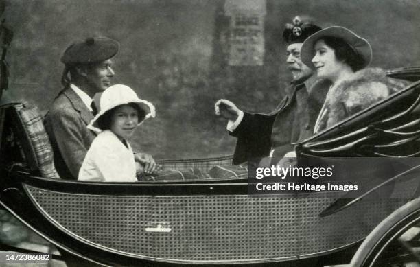 'Leaving Crathie Church with Her Grandfather - August, 1935', 1947. The future Queen Elizabeth II in Scotland with her father and mother the Duke and...