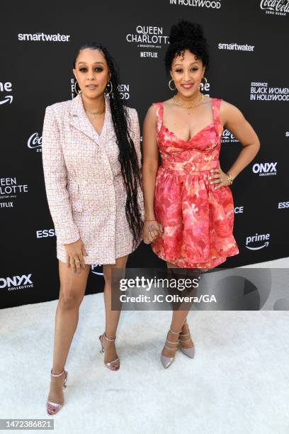 Tia Mowry and Tamera Mowry attend Essence 16th Annual Black Women in Hollywood Awards at Fairmont Century Plaza on March 09, 2023 in Los Angeles,...