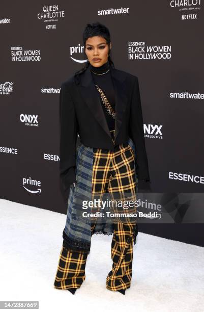 Teyana Taylor attends Essence 16th Annual Black Women in Hollywood Awards at Fairmont Century Plaza on March 09, 2023 in Los Angeles, California.