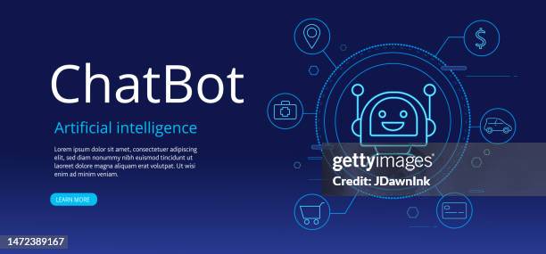 artificial intelligence machine learning chat bot consumerism concept web banner template design with thin line icons - editable stroke - chatbot stock illustrations