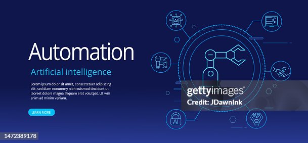 Artificial Intelligence machine automation web banner template design with thin line icons - editable stroke Artificial Intelligence machine automation web banner template design with thin line icons - editable stroke