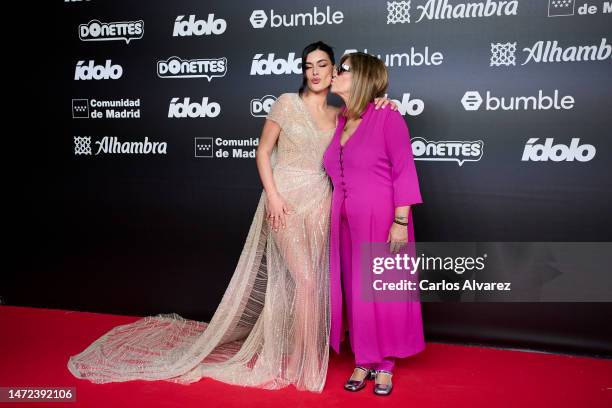 Aida Domenech aka Dulceida and Anna Pascual attend the "Idolo" Awards 2023 at Gran Teatro Caixabank Príncipe Pío on March 09, 2023 in Madrid, Spain.