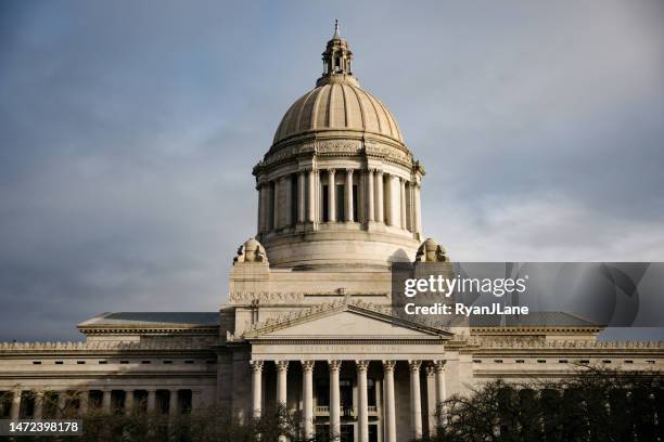 edificio del capitolio del estado de washington en olympia - capitel fotografías e imágenes de stock