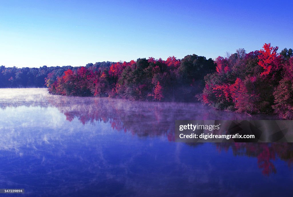 Early morning reflections with fog