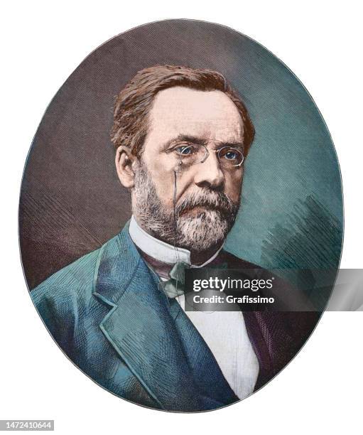 louis pasteur french chemist portrait engraving 1882 - louis pasteur stock illustrations