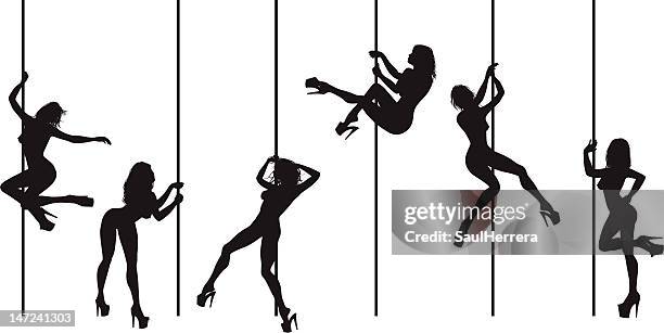 pole dance - tube dancers - phone sex stock illustrations