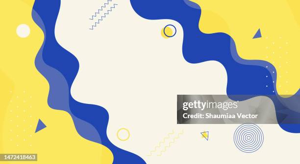 stockillustraties, clipart, cartoons en iconen met modern summer blue and yellow gradient liquid shape background design - wavy lines