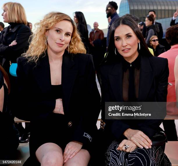 Rumer Willis and Demi Moore attend the Versace FW23 Show at Pacific Design Center on March 09, 2023 in West Hollywood, California.